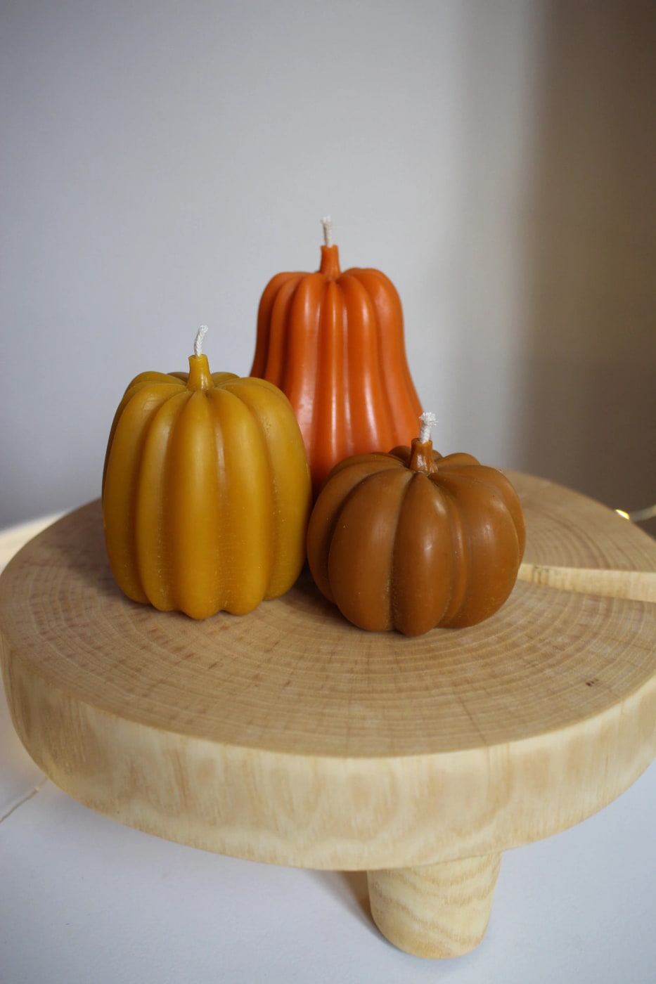 Hand-Poured Beeswax Pumpkin Candle Trio - Photo 3
