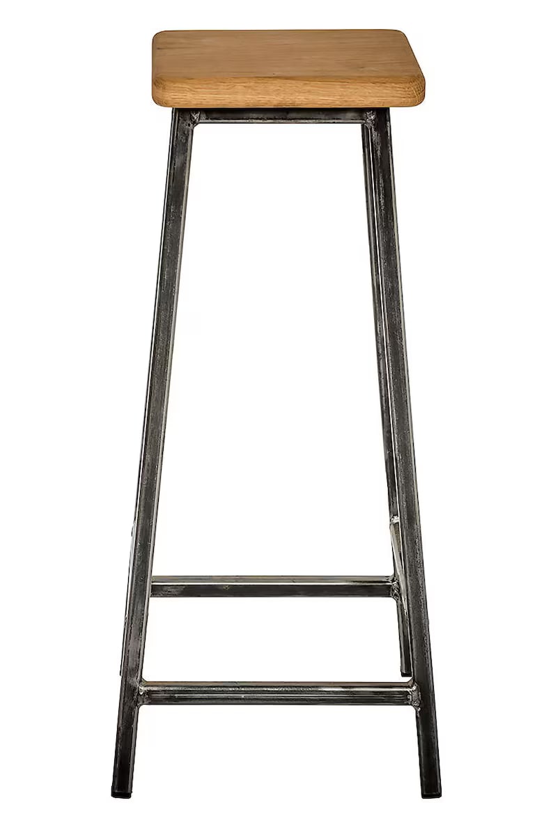 Bertie Oak and Steel Industrial Bar Stool - Photo 3
