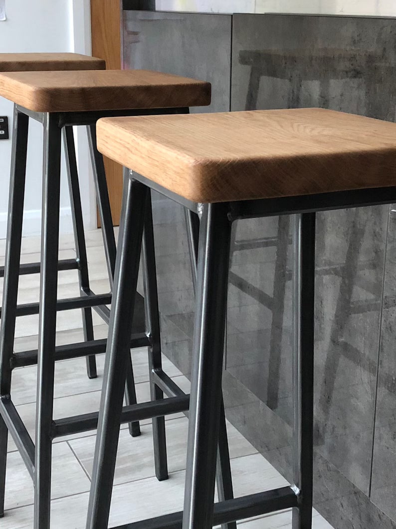 Bertie Oak and Steel Industrial Bar Stool - Photo 4