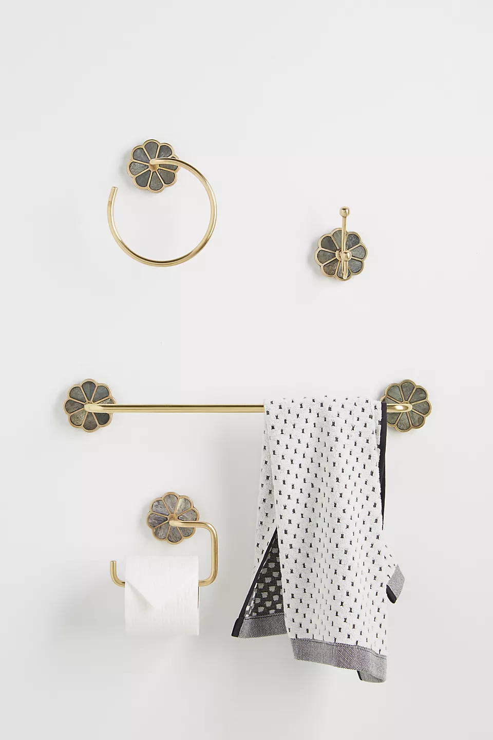 Bone & Brass Wall Towel Bar - Grey/Brass