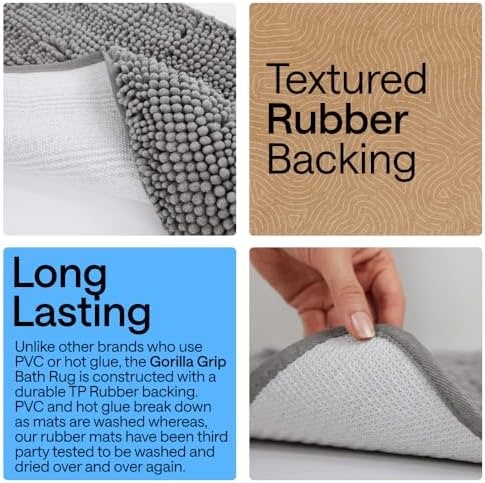 Plush Chenille Bath Rug with Rubber Backing - Photo 3