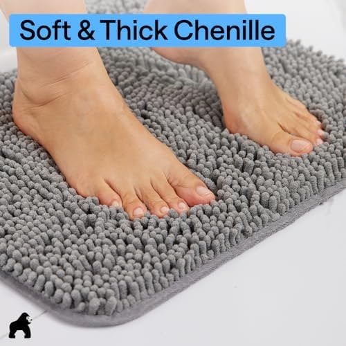 Plush Chenille Bath Rug with Rubber Backing - Photo 4