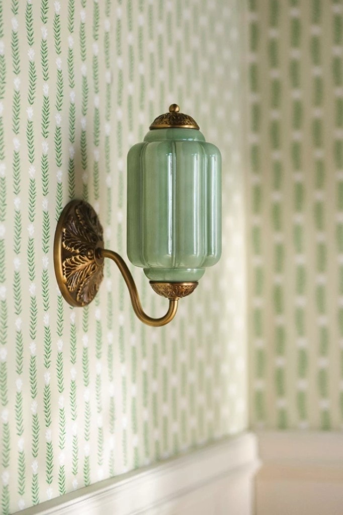 Eloise Scallop Milk Glass Wall Sconce - Green Glass / Brass