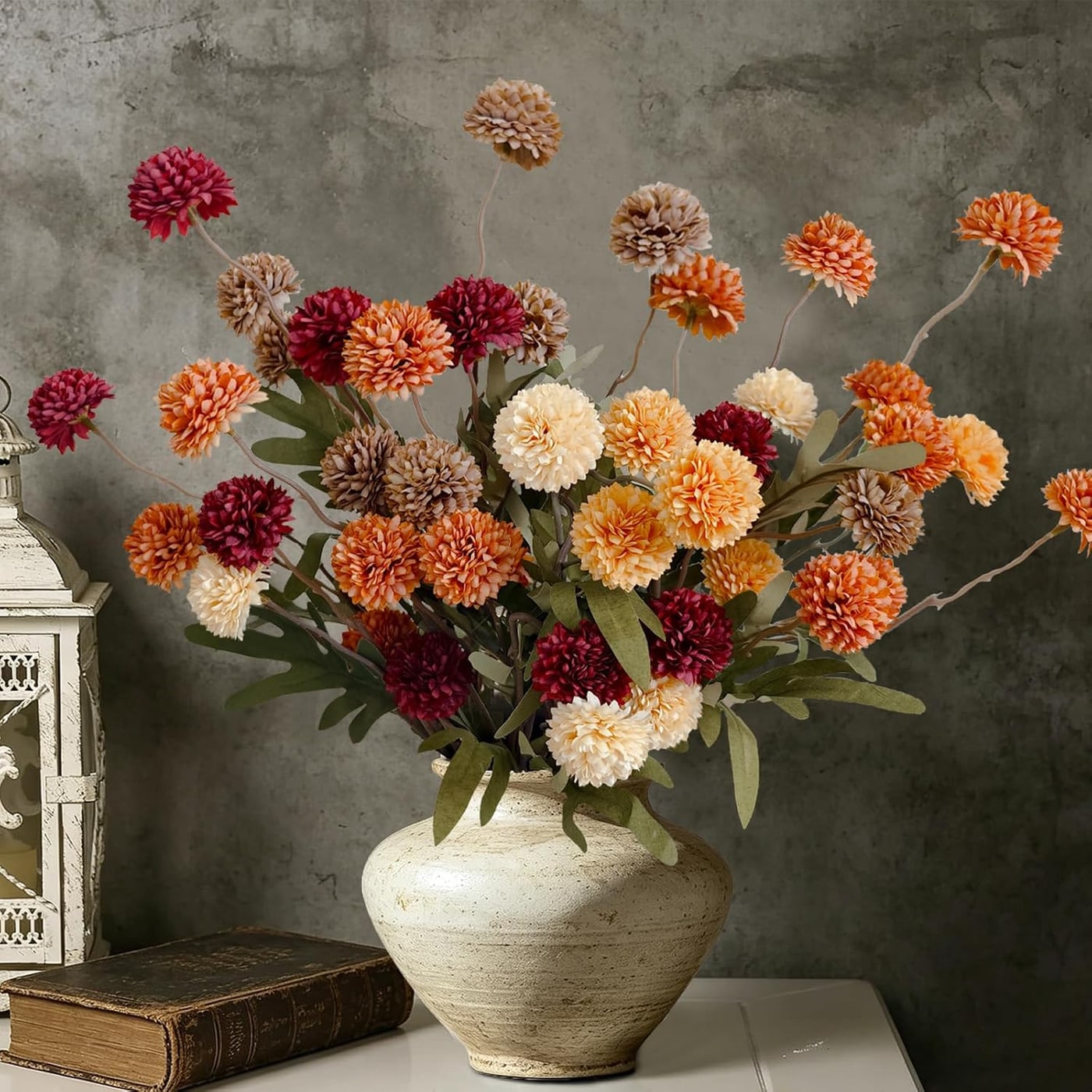 Faux Pompon Mums Floral Stems
