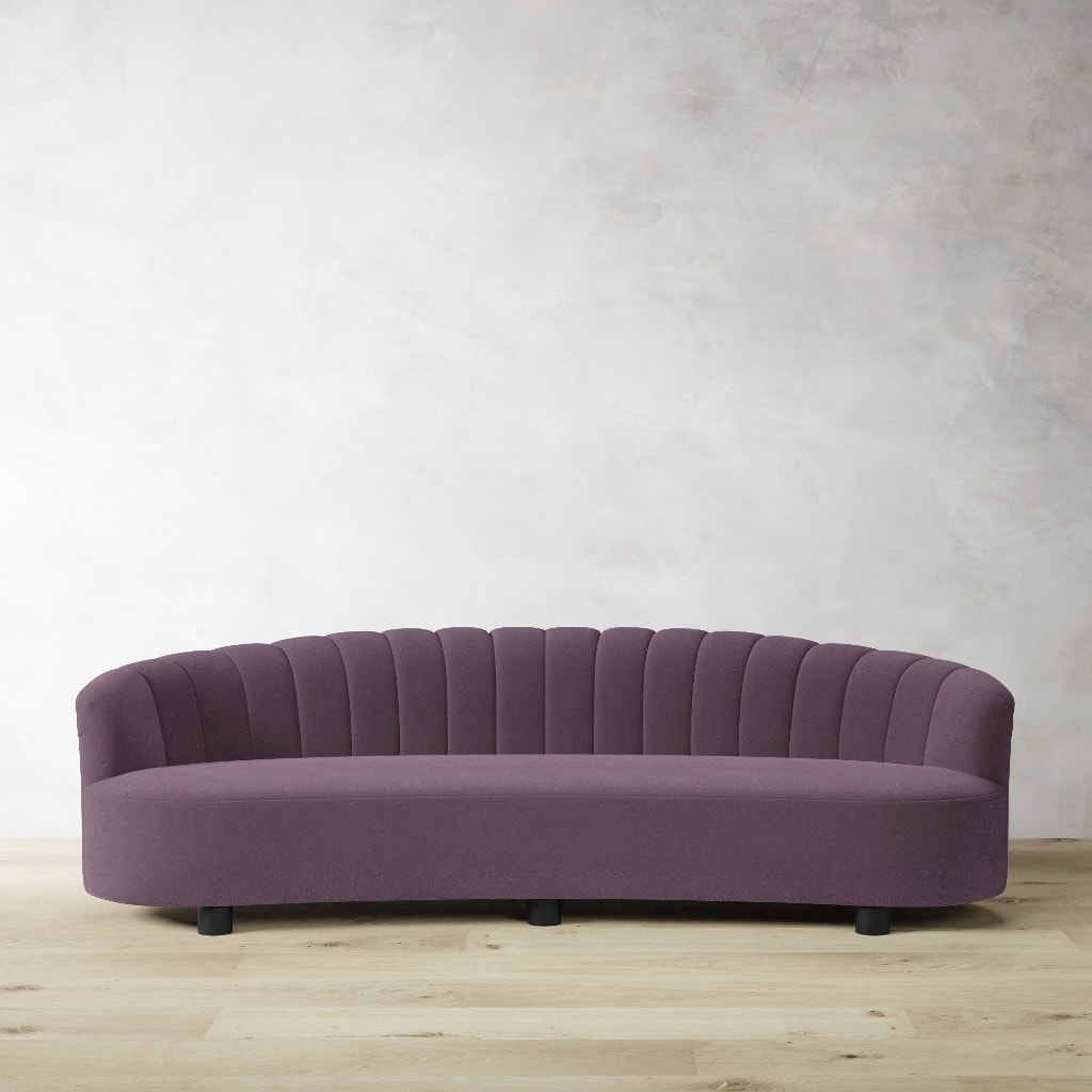 Inez Curved Channel Tufted Sofa - Fig Performance Velvet Blend