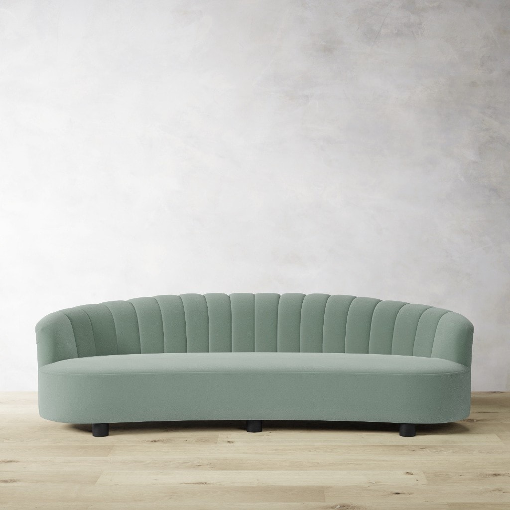 Inez Curved Channel Tufted Sofa - Pool Performance Velvet Blend