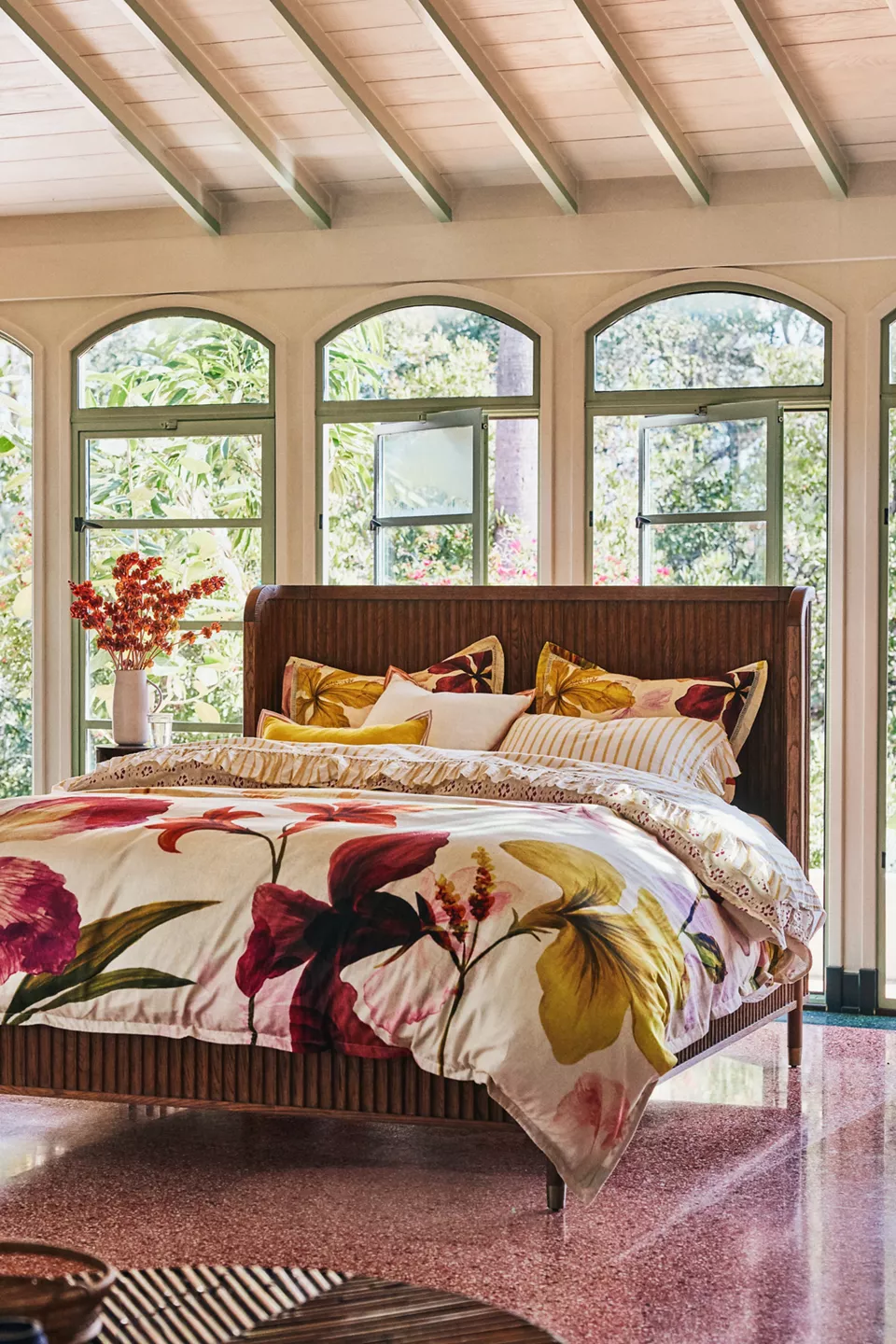 Isla Fluted Wood Bed - Nutmeg