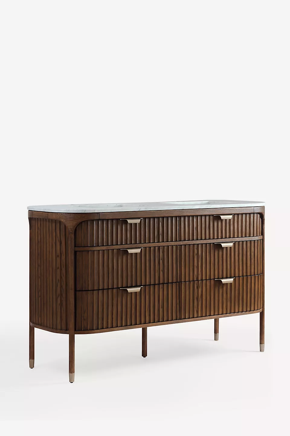 Isla Marble Top Fluted Wood Double Vanity - Photo 2