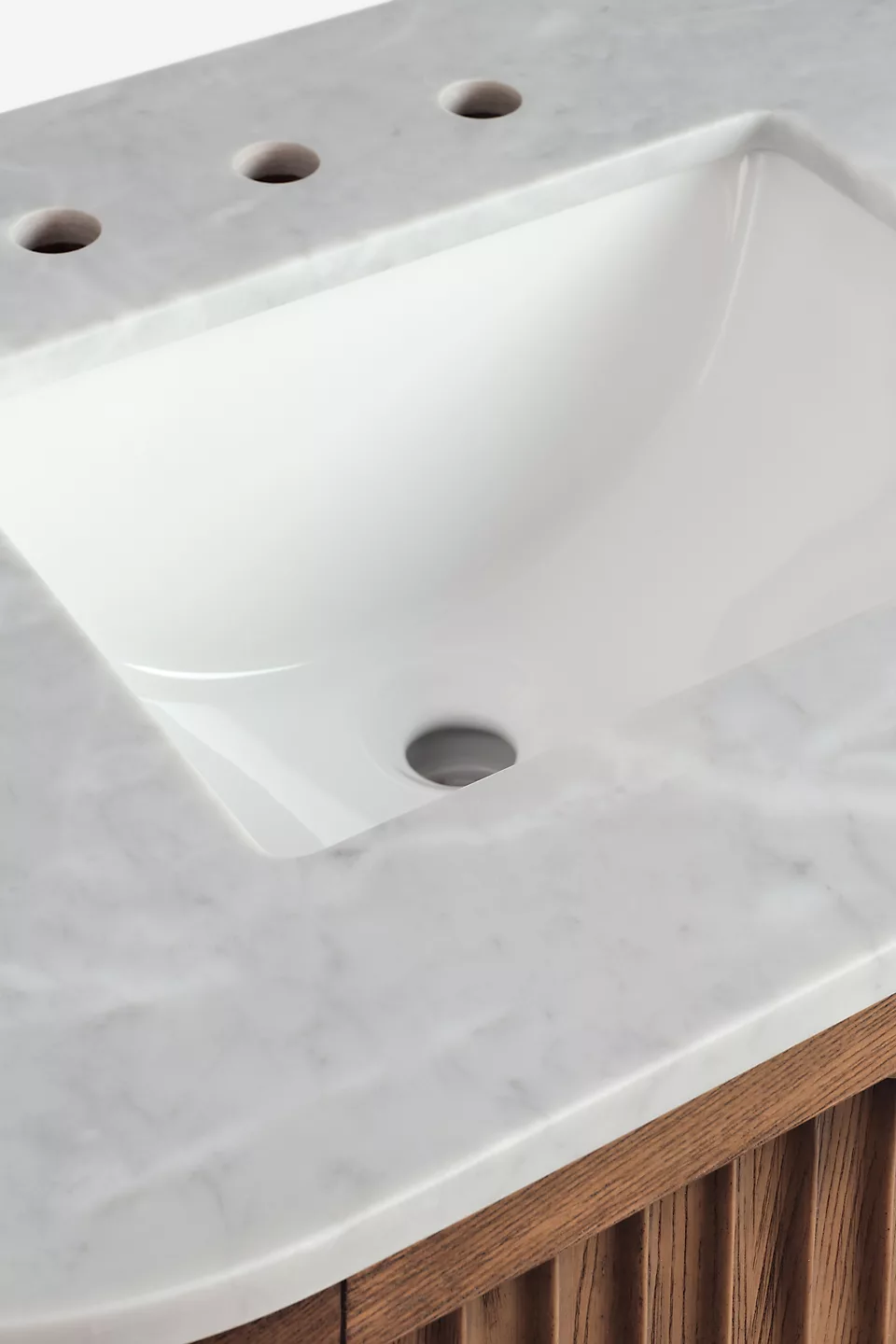 Isla Marble Top Fluted Wood Double Vanity - Photo 3