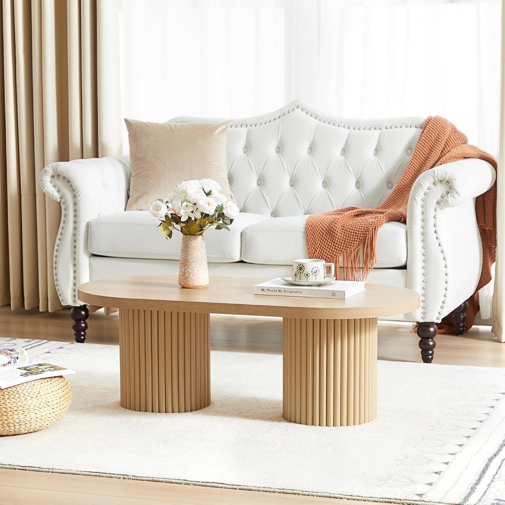 Oval Fluted Coffee Table - Natural