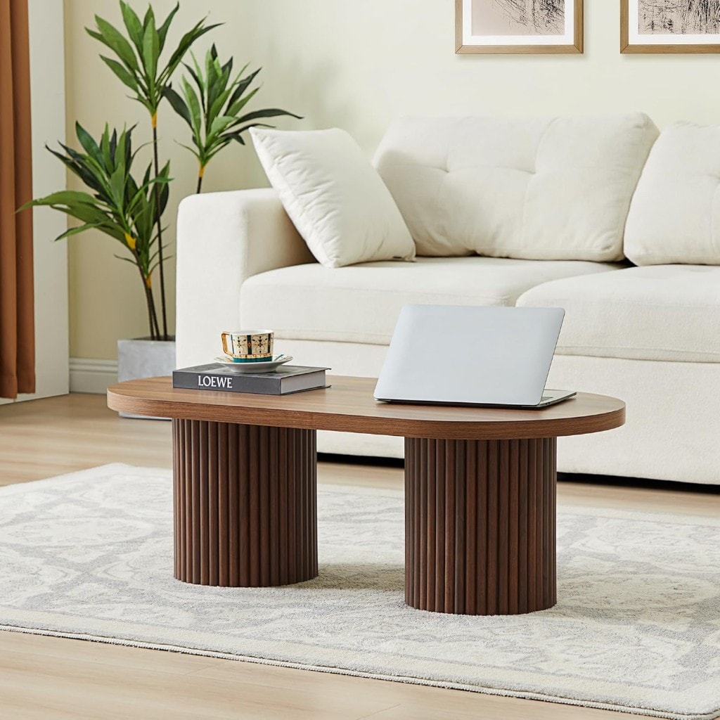 Oval Fluted Coffee Table - Walnut