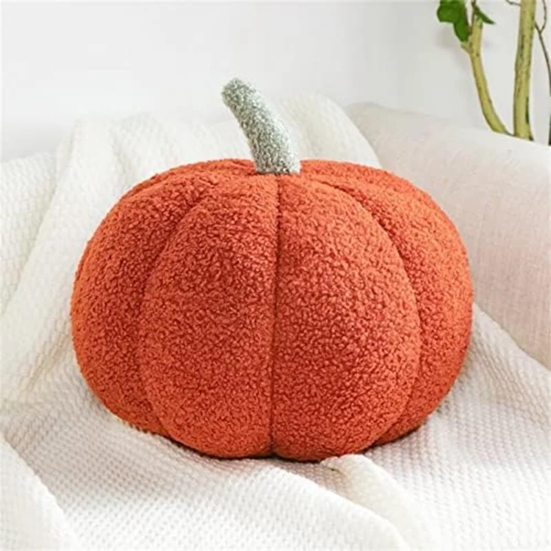 Plush Pumpkin Shaped Throw Pillow