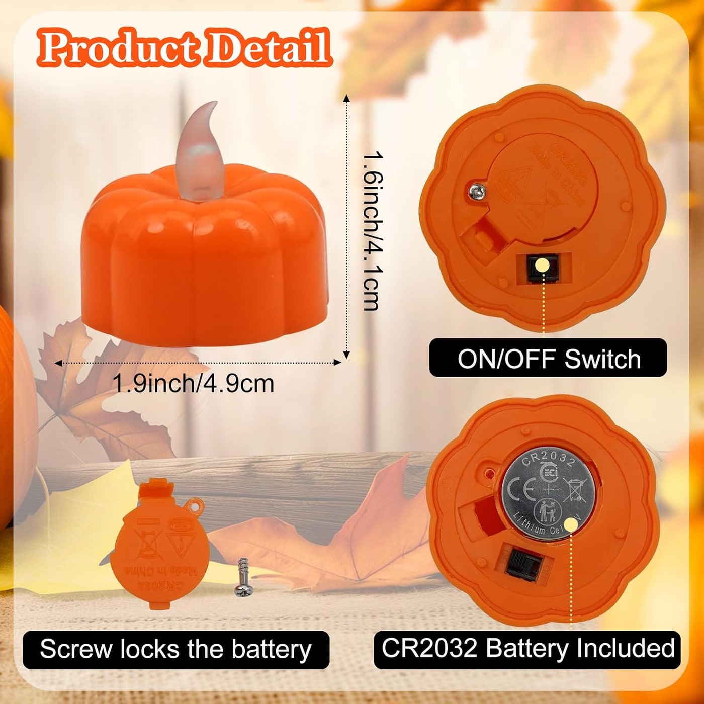 Flameless Pumpkin Tealight Candles, Set of 12 - Photo 3