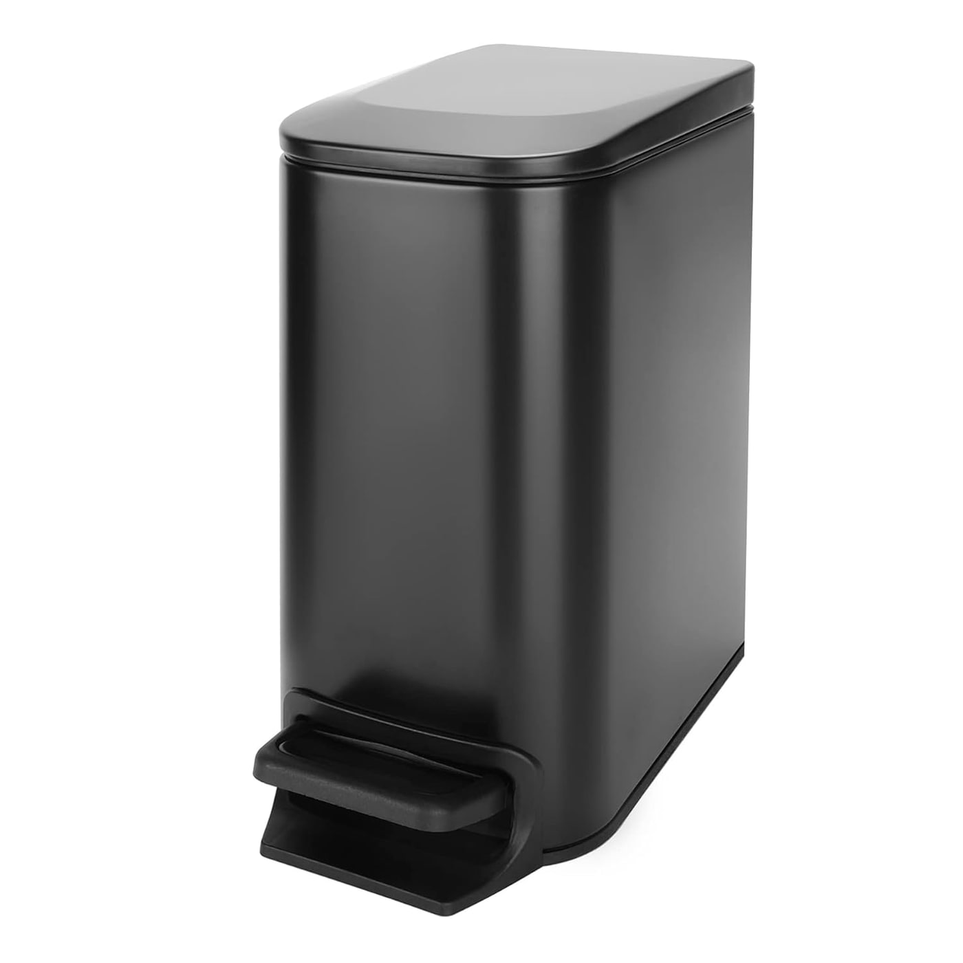 Slim 1.6-Gallon Step Trash Can with Soft-Close Lid - Matt Black