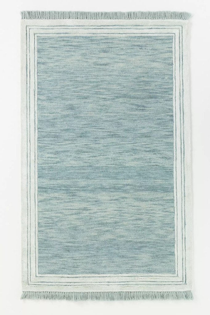 Tufted Wool Tassel Border Rug - Blue