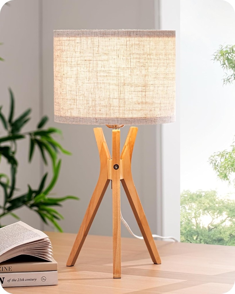 Wooden Tripod Table Lamp - Natural Wood