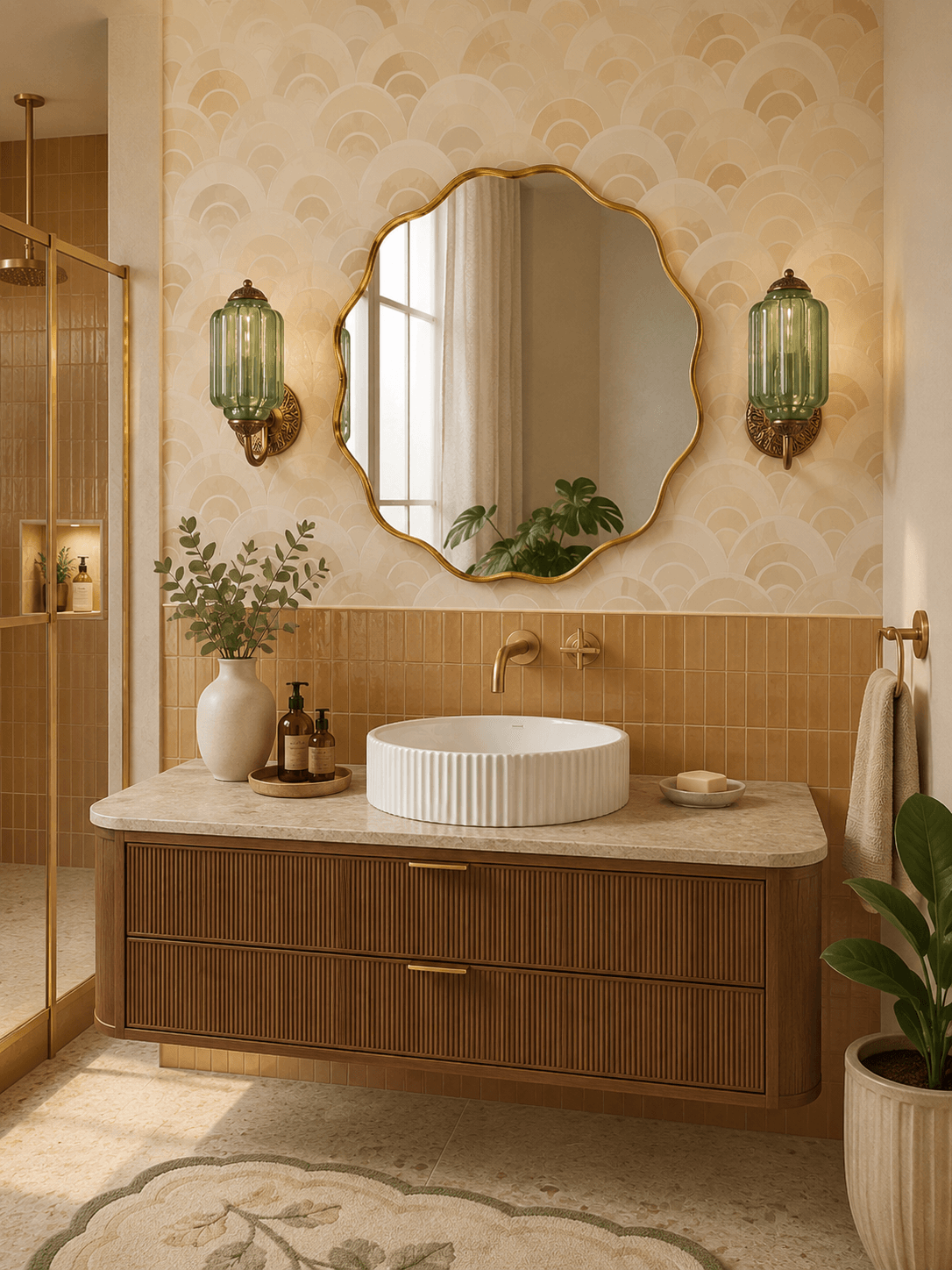 An Elegant Neo Deco Bathroom with Vintage Charm