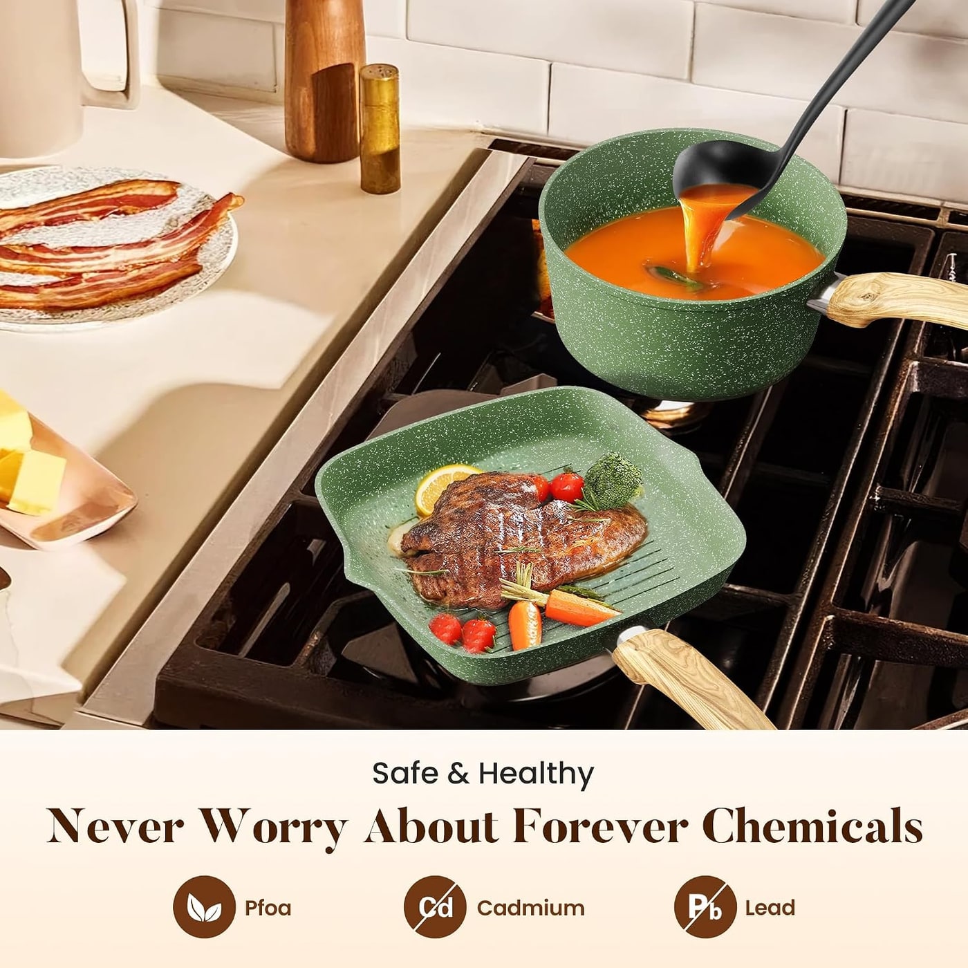 17-Piece Induction Granite Cookware Set - Photo 3