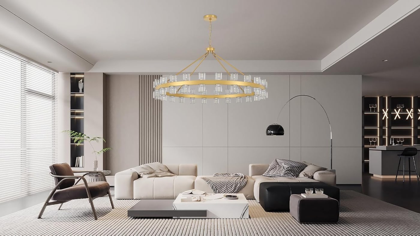 48-Inch Crystal Wagon Wheel Chandelier in Gold - Photo 3