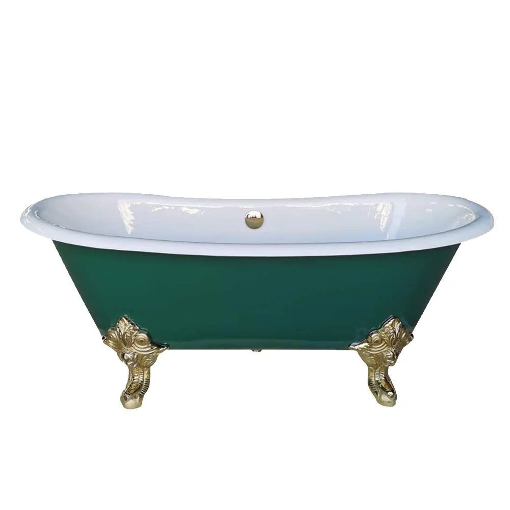 71-Inch Heritage Green Cast Iron Clawfoot Tub - Heritage Green