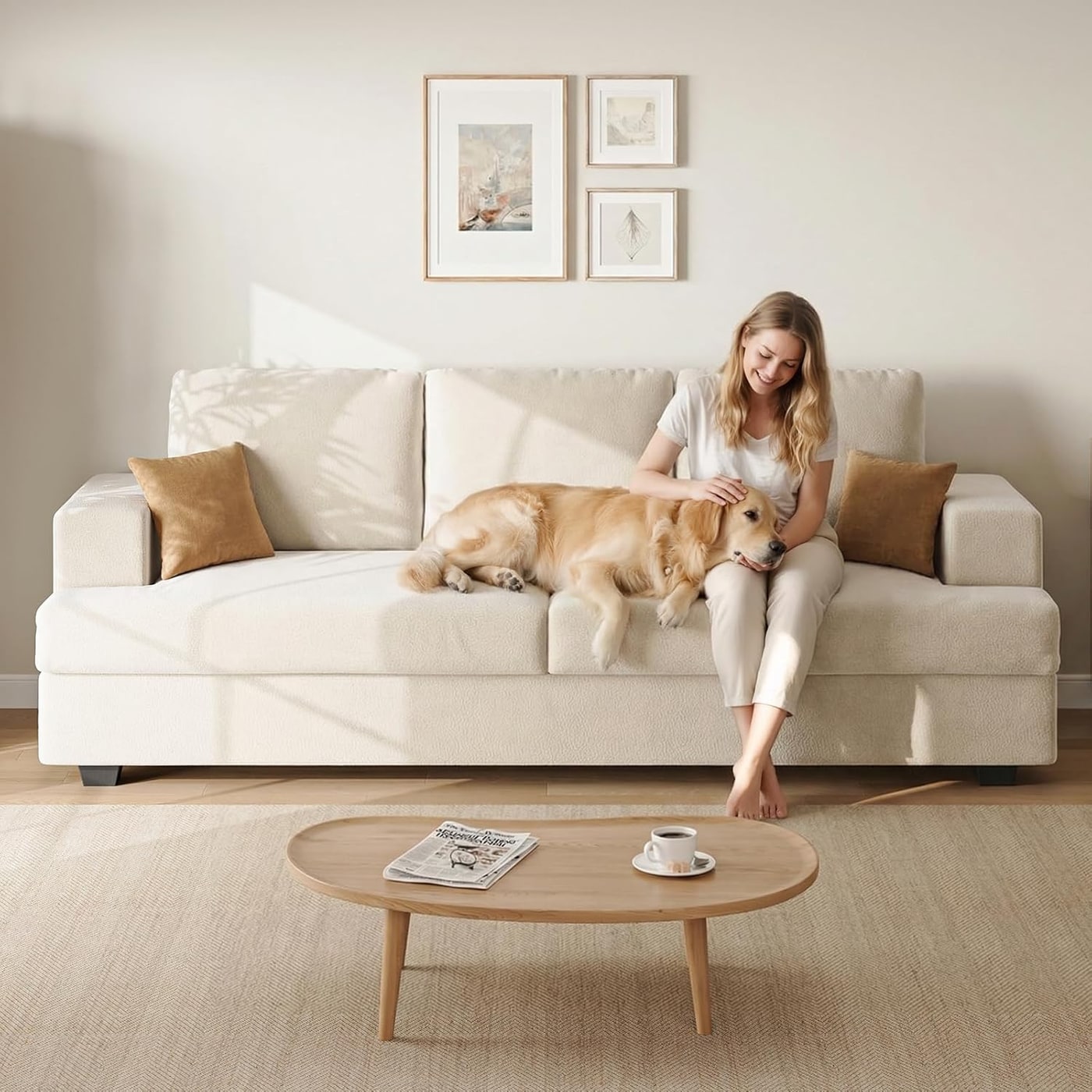89" Deep-Seat Chenille Three-Seater Sofa - Photo 3