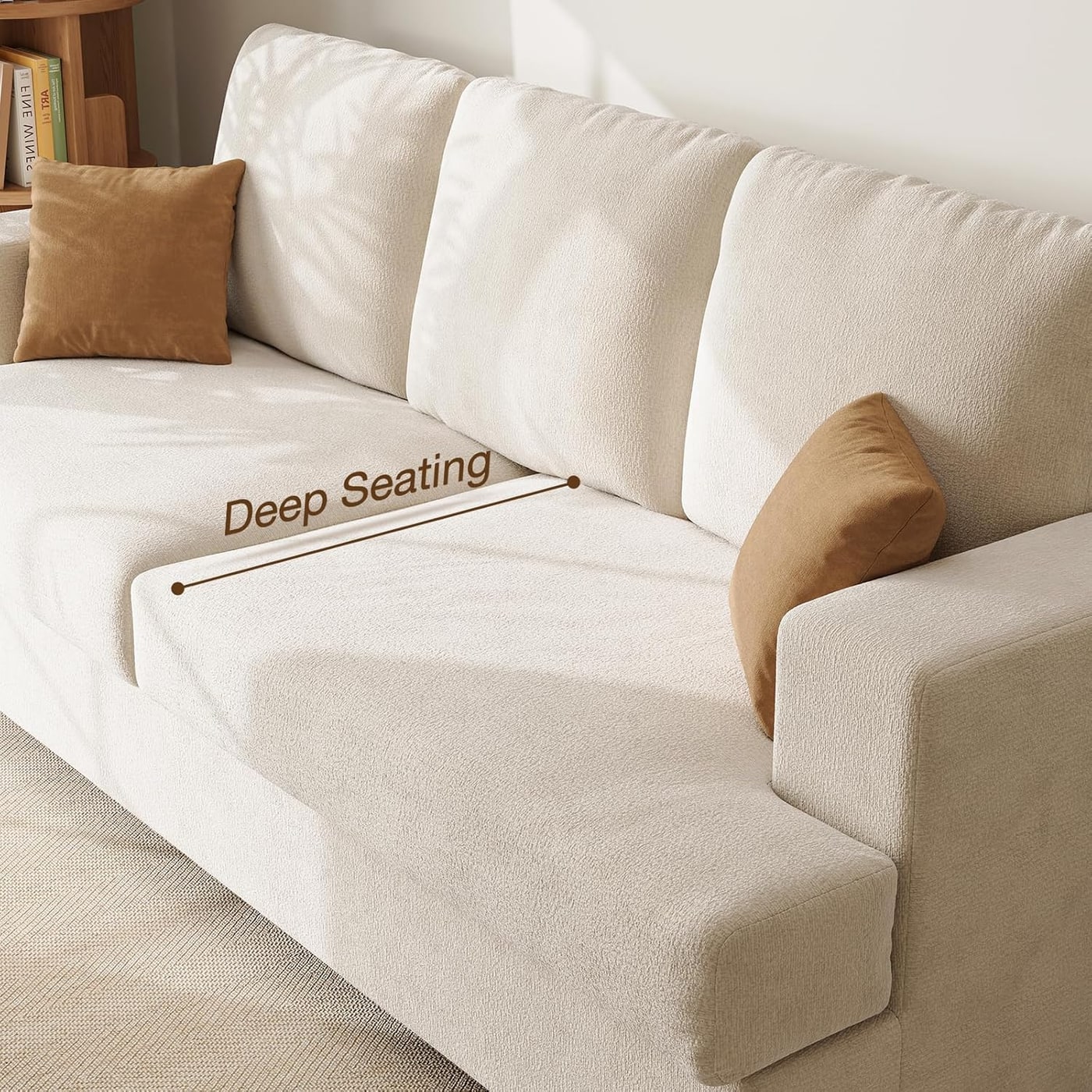 89" Deep-Seat Chenille Three-Seater Sofa - Photo 4