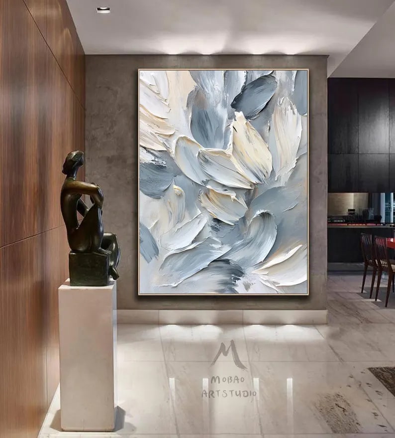 Textured Abstract Canvas in Beige and Gray - Photo 2