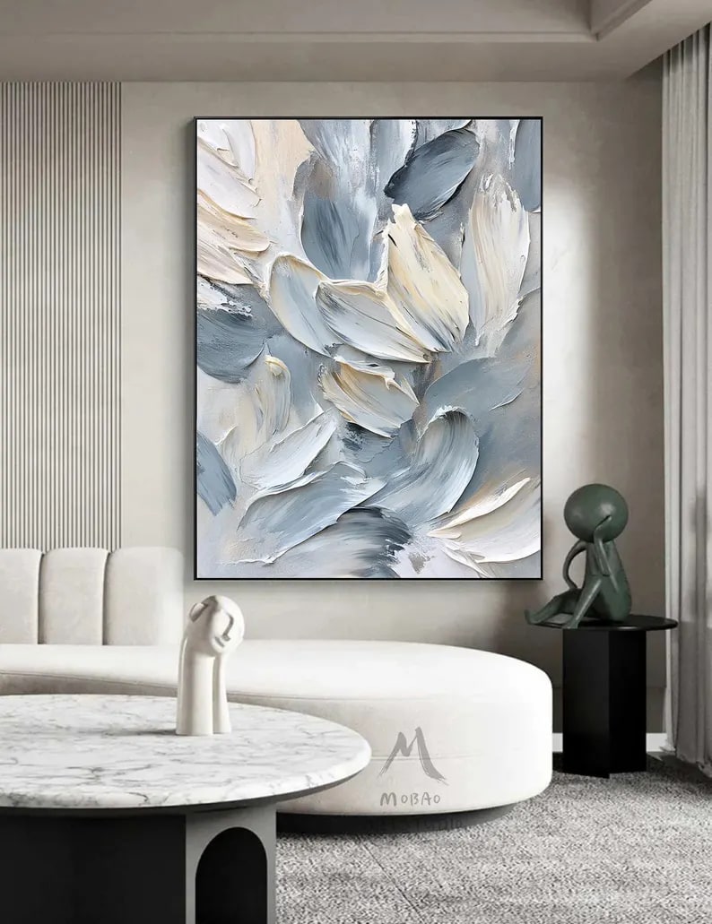 Textured Abstract Canvas in Beige and Gray - Photo 3