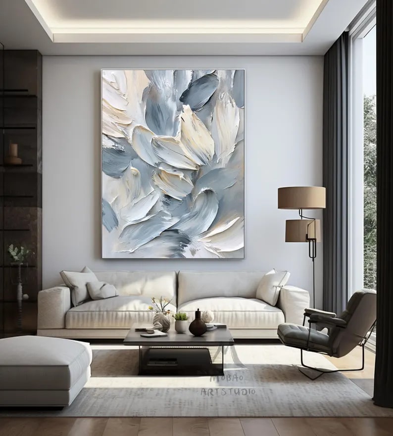 Textured Abstract Canvas in Beige and Gray - Photo 4