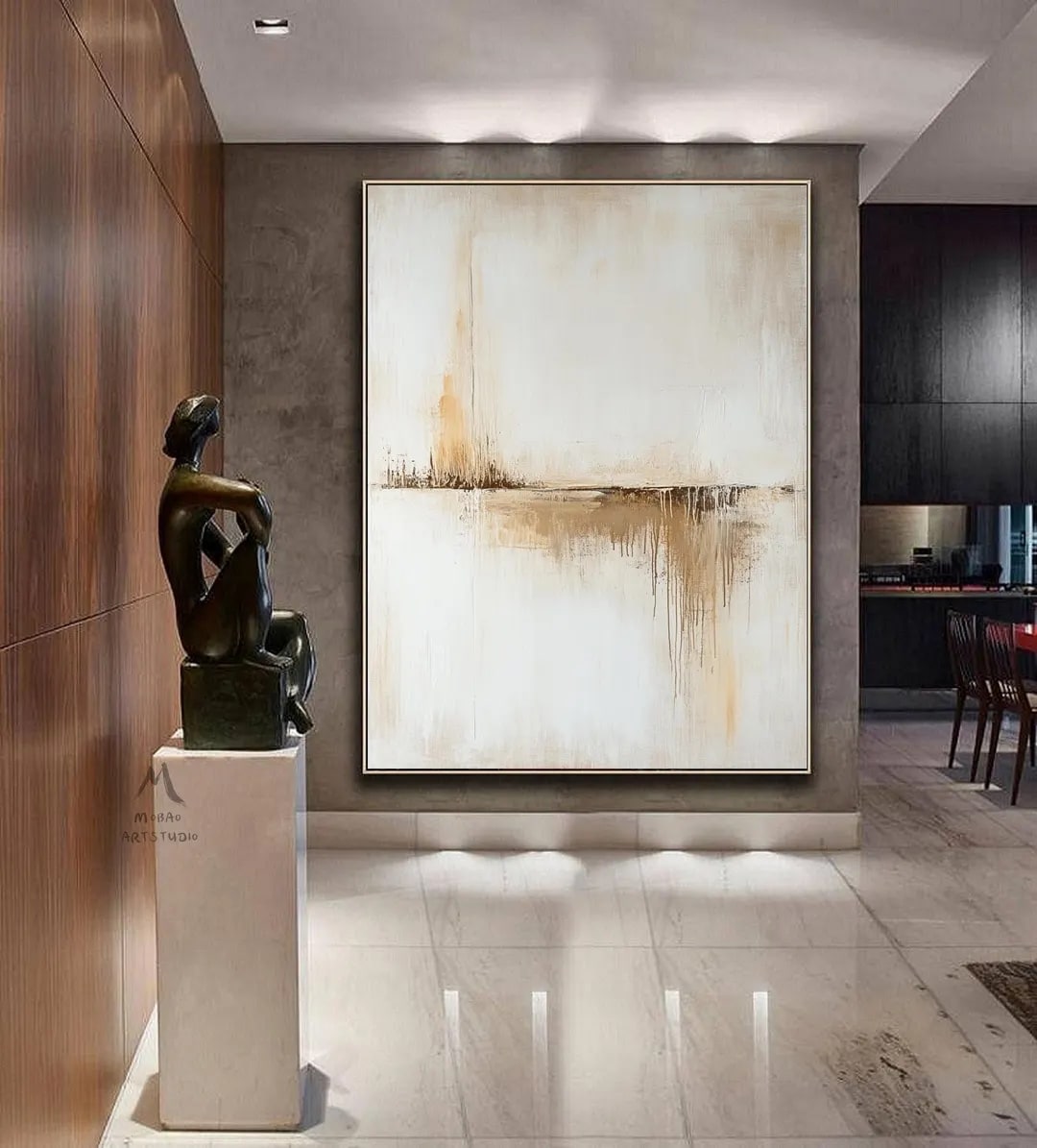 Beige Ocean Abstract Canvas with Gold Accents - Photo 2