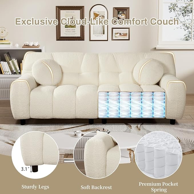 72-Inch Tufted Boucle Cloud Loveseat - Photo 4