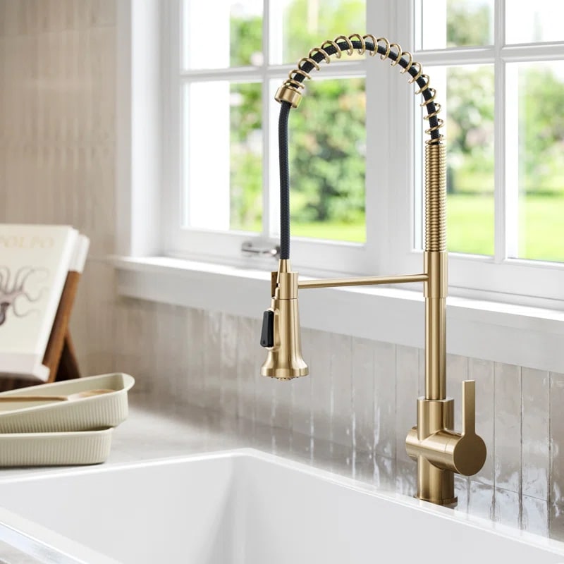 Britt Commercial-Style Pull-Down Kitchen Faucet - Champagne Bronze