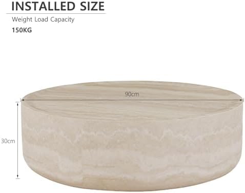 Round Carrara White Faux Marble Coffee Table - Photo 3