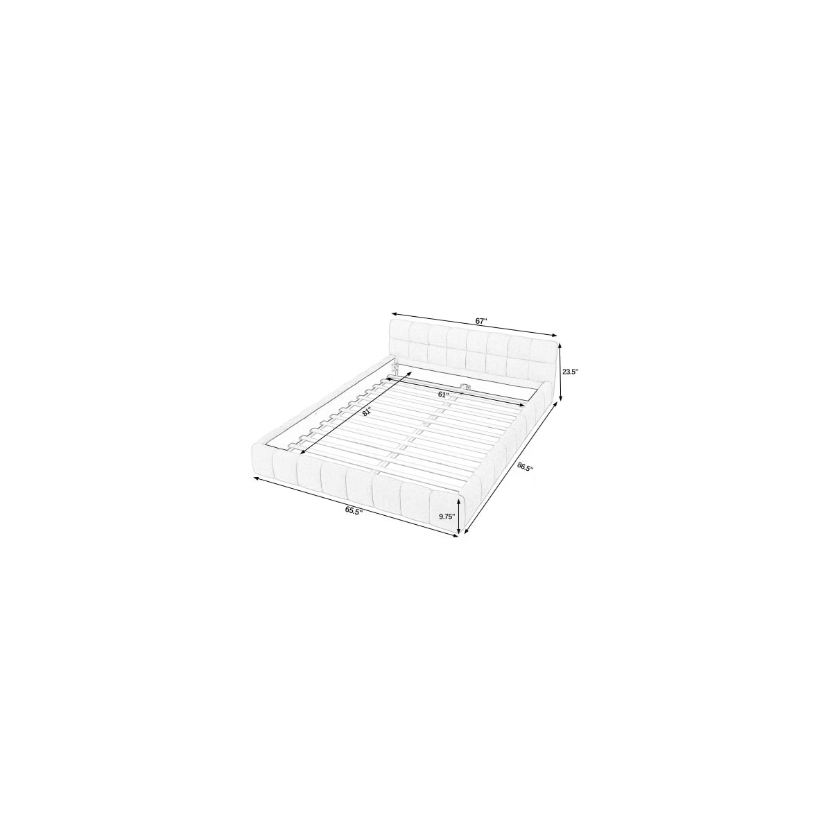 Modern Chenille Platform Bed with Upholstered Headboard - Photo 3
