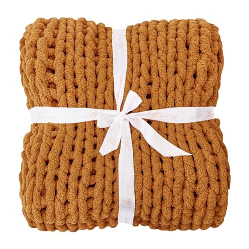Chunky Chenille Cable Knit Throw Blanket