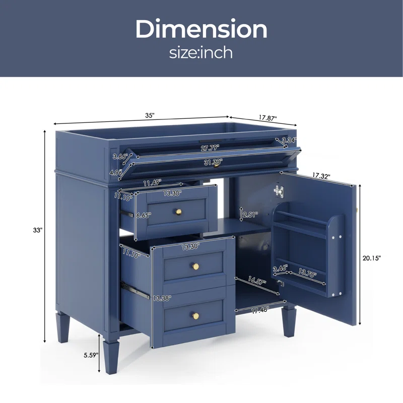 36-Inch Classic Shaker Bathroom Vanity Base - Photo 2