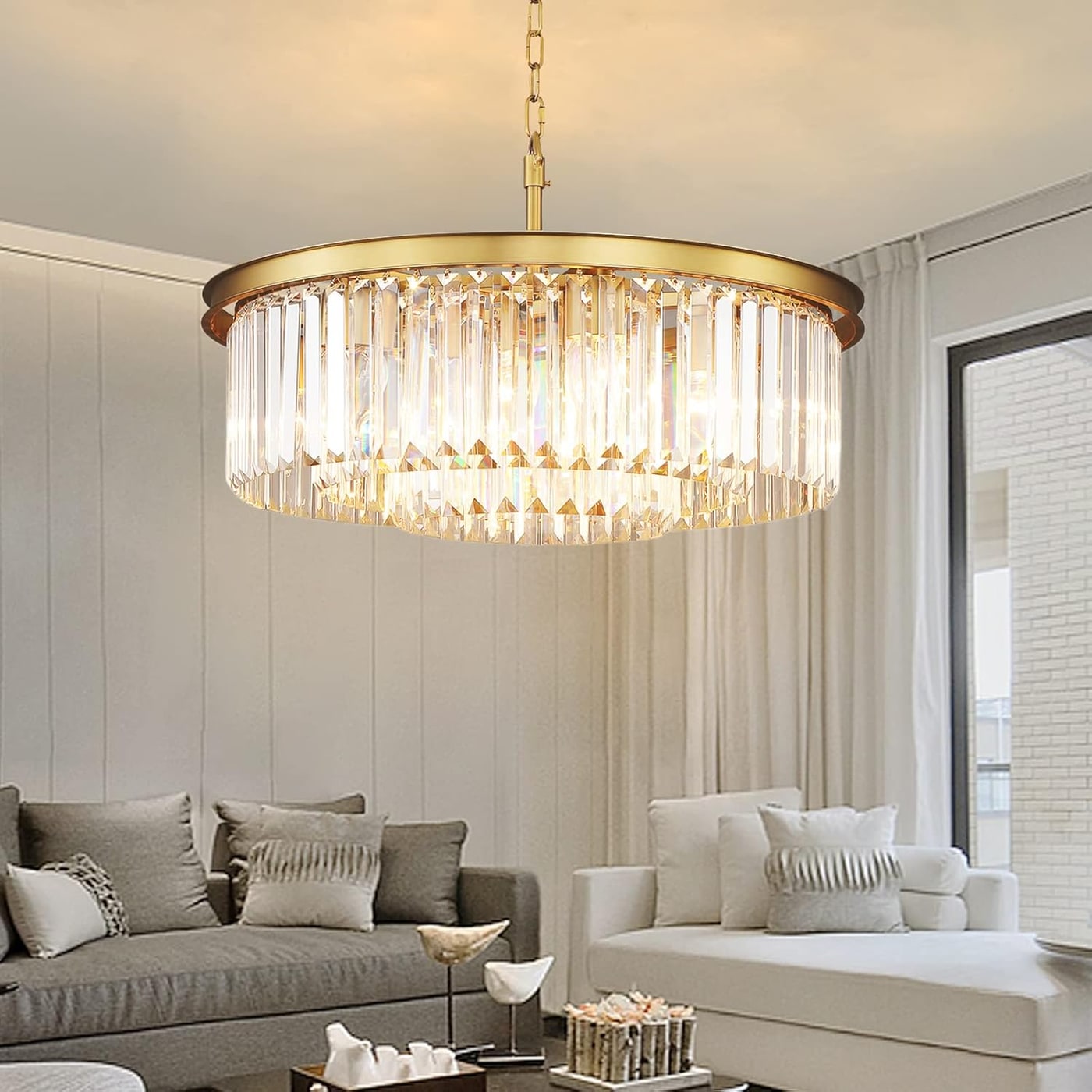 Three-Tier Crystal Mini Chandelier with Copper Finish - Copper