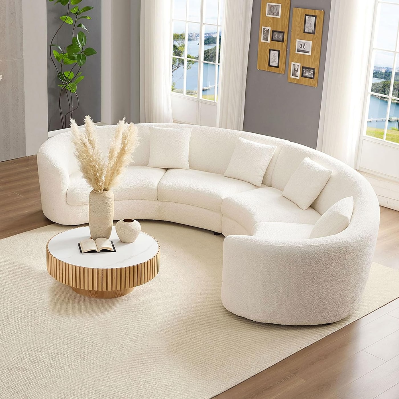 Curved Bouclé Modular Sectional Sofa - Photo 4