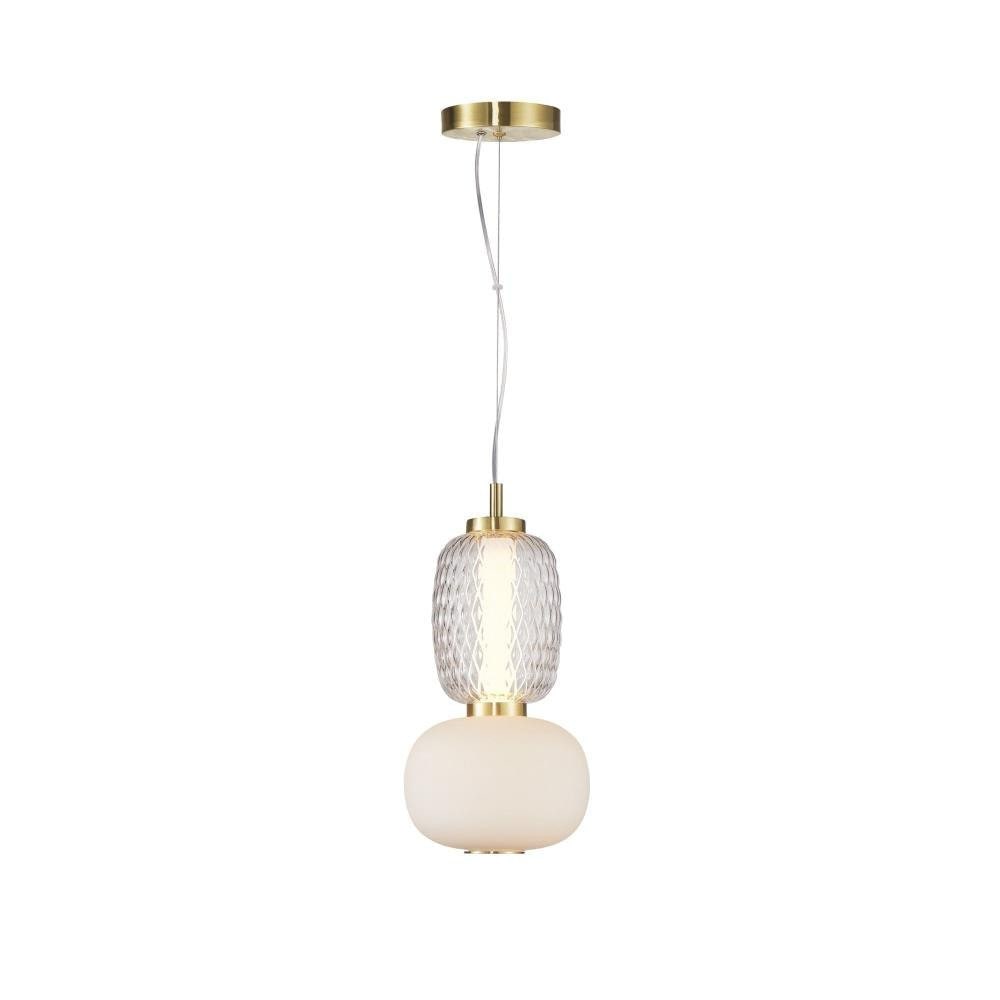 Cyra Art Glass LED Pendant - Brushed Brass
