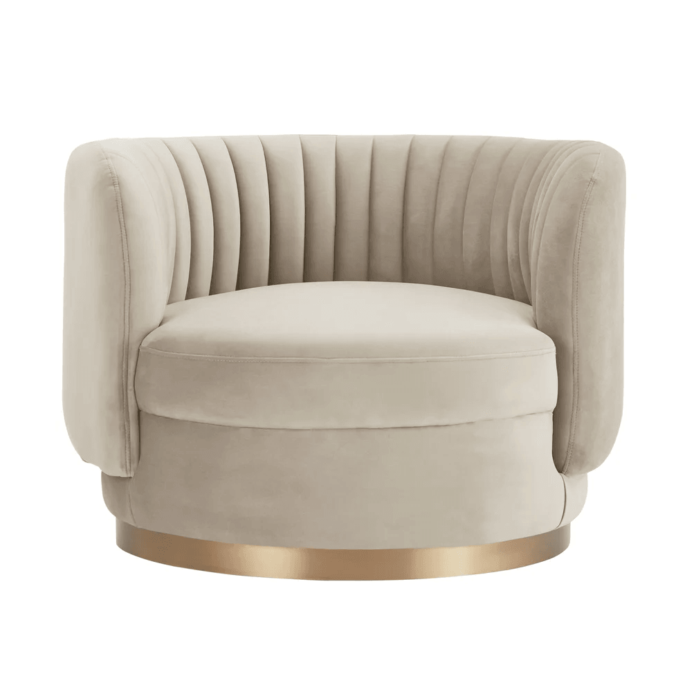 Davy Velvet Swivel Accent Chair - Taupe