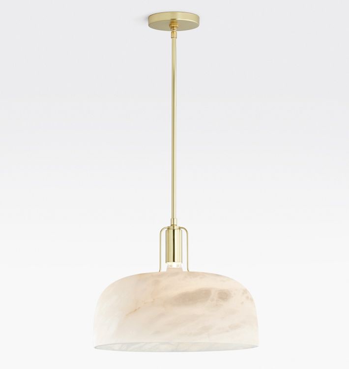 Dekum Alabaster Dome Pendant - Aged Brass