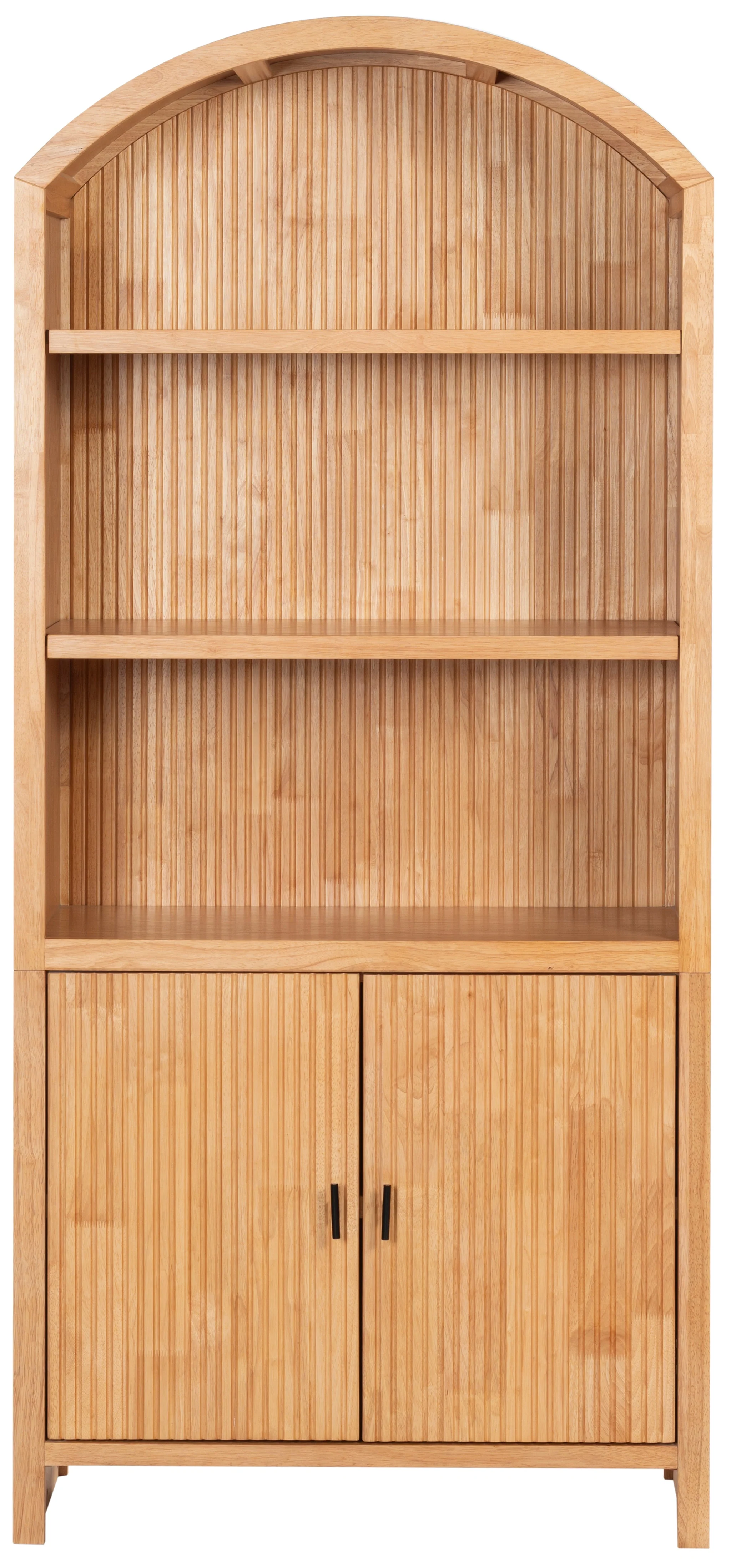 Elladora Ribbed Front Wood Bookcase - Natural / Black