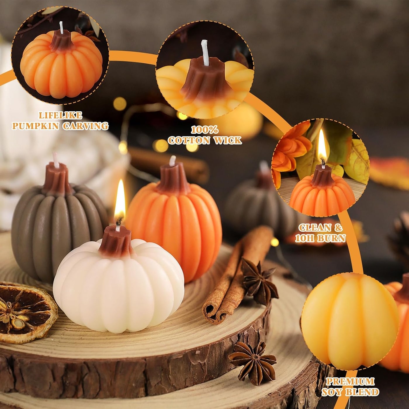 Pumpkin Shaped Fall Scented Candle Gift Set, 8-Pack - Photo 3