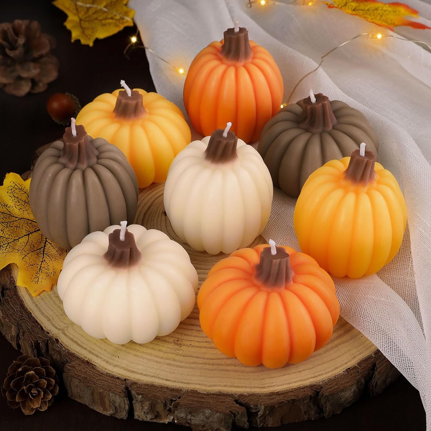 Pumpkin Shaped Fall Scented Candle Gift Set, 8-Pack