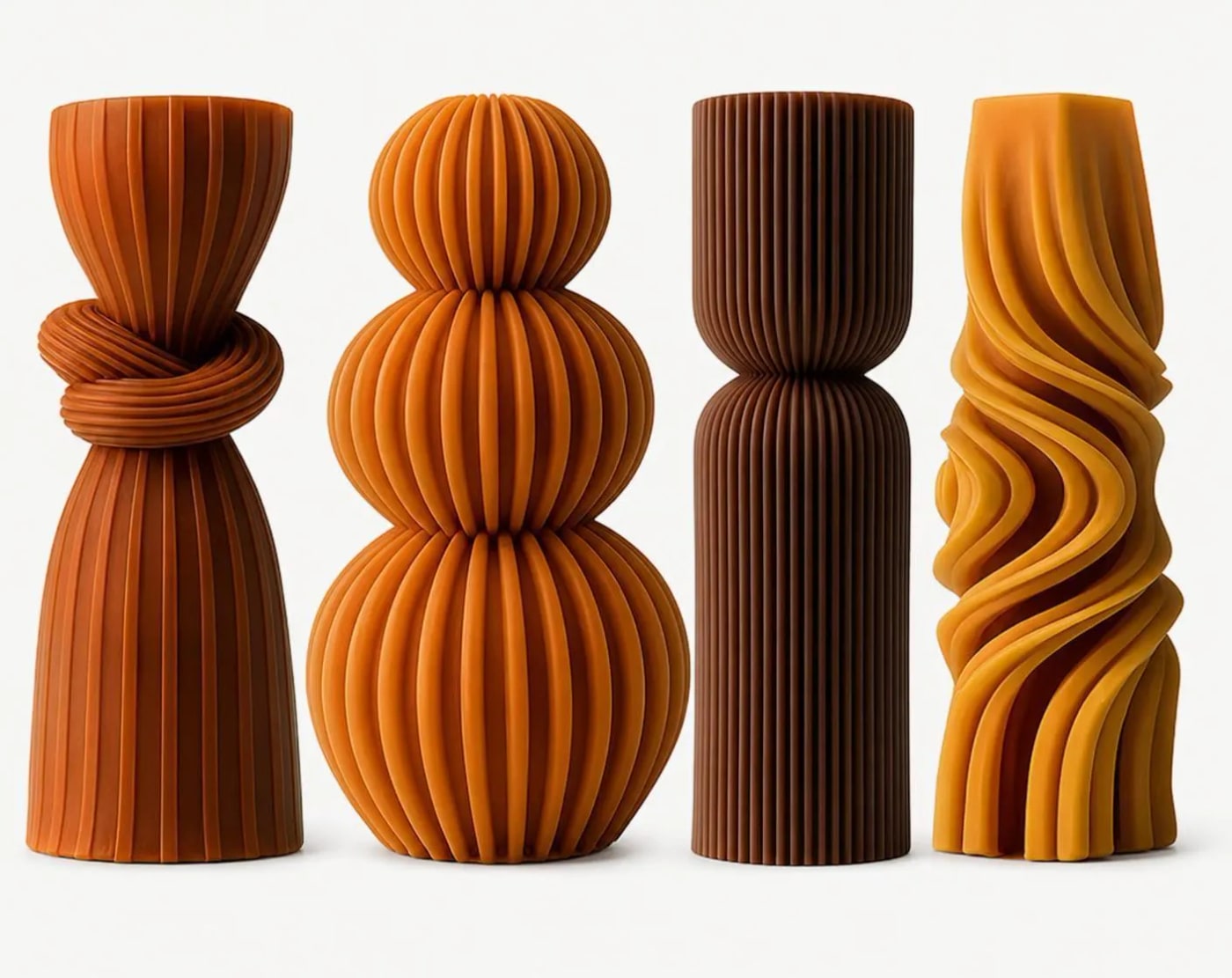 Sculptural Ribbed Fall Pillar Candle Set - Photo 2
