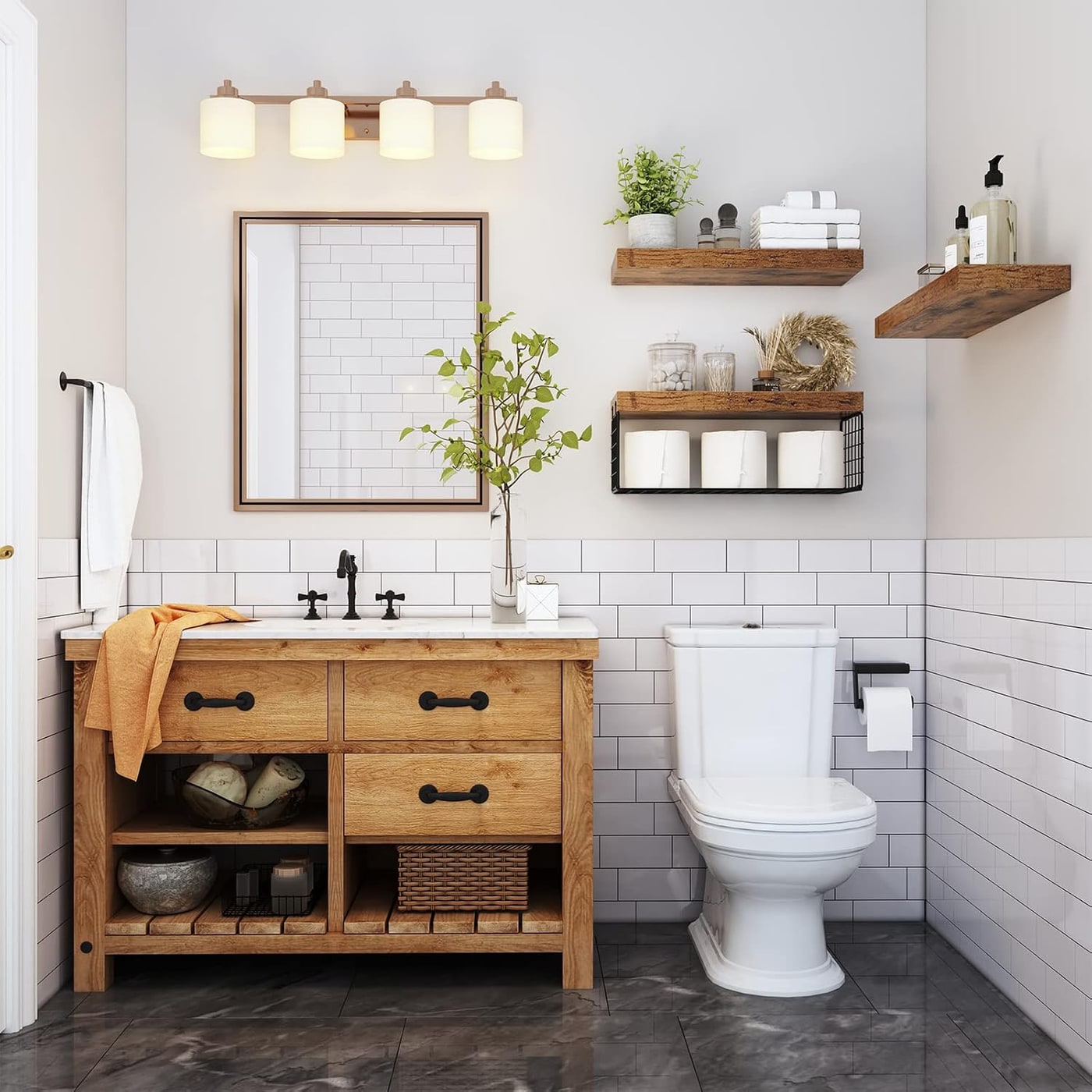 Farmhouse Over-Toilet Floating Shelf Set of 3 - Photo 2