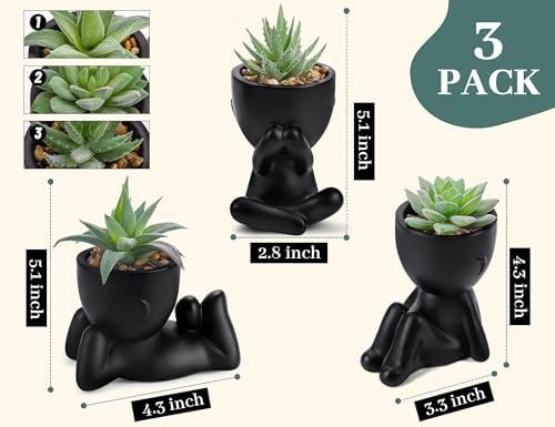 3-Piece Faux Succulent Set in Human-Shaped Pots - Photo 3