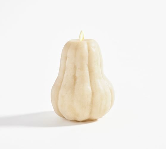 Flickering Flameless Wax Pumpkin Candle - Natural