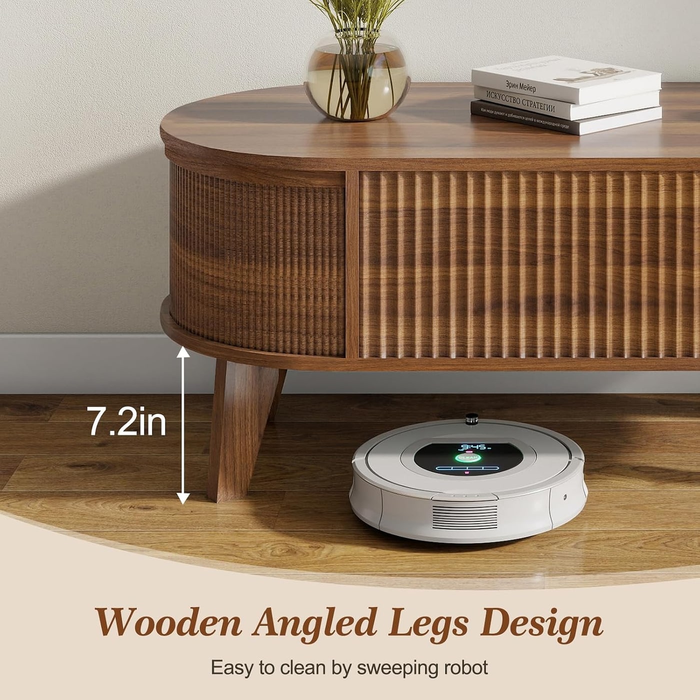 Fluted Oval Lift-Top Coffee Table with Storage - Photo 4
