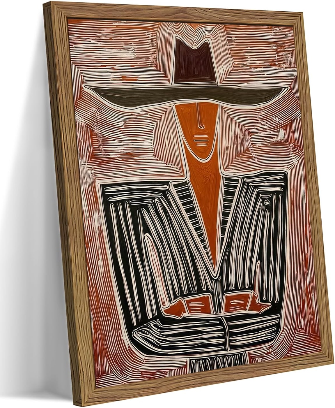 Framed Halloween Ghost Canvas Wall Art - Abstract Cowboy